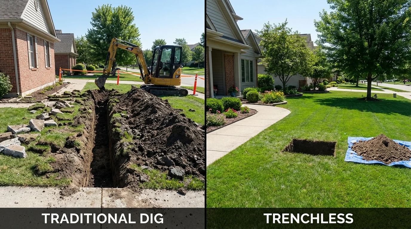 Trenchless sewer repair with minimal yard damage versus traditional excavation in Paragould, AR
